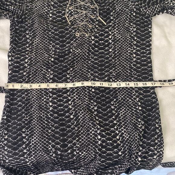 Michael Kors Gray Snake Reptile Animal Print Lace Up Chain Accent Dress XS - Picture 11 of 15